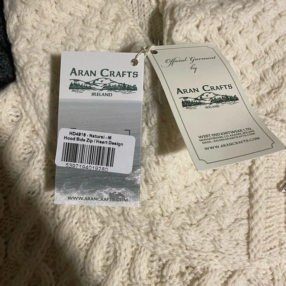 Aran Crafts Cream Cable Knit Hooded Sweater - Picture 6 of 8